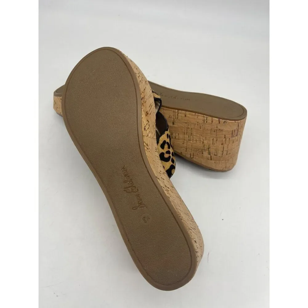 Sam Edelman Remini Women Animal Print Leather Wedge Sandal Size 8.5M
